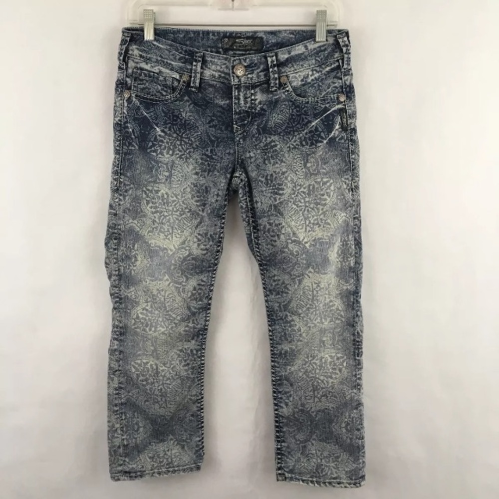 Silver Aiko Capri Patterned Denim Size 28 5/6